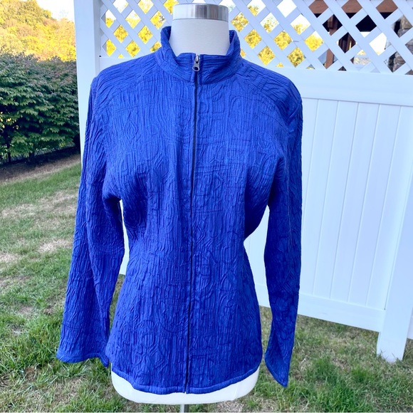 Chico’s Long Sleeve Full Zip Up Lightweight Blue Jacket Size 3 - Picture 4 of 16